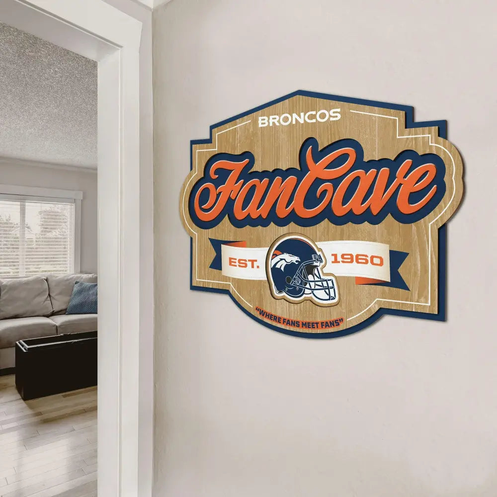 Cuadro YouTheFan NFL Fan Cave Sign 3D Broncos