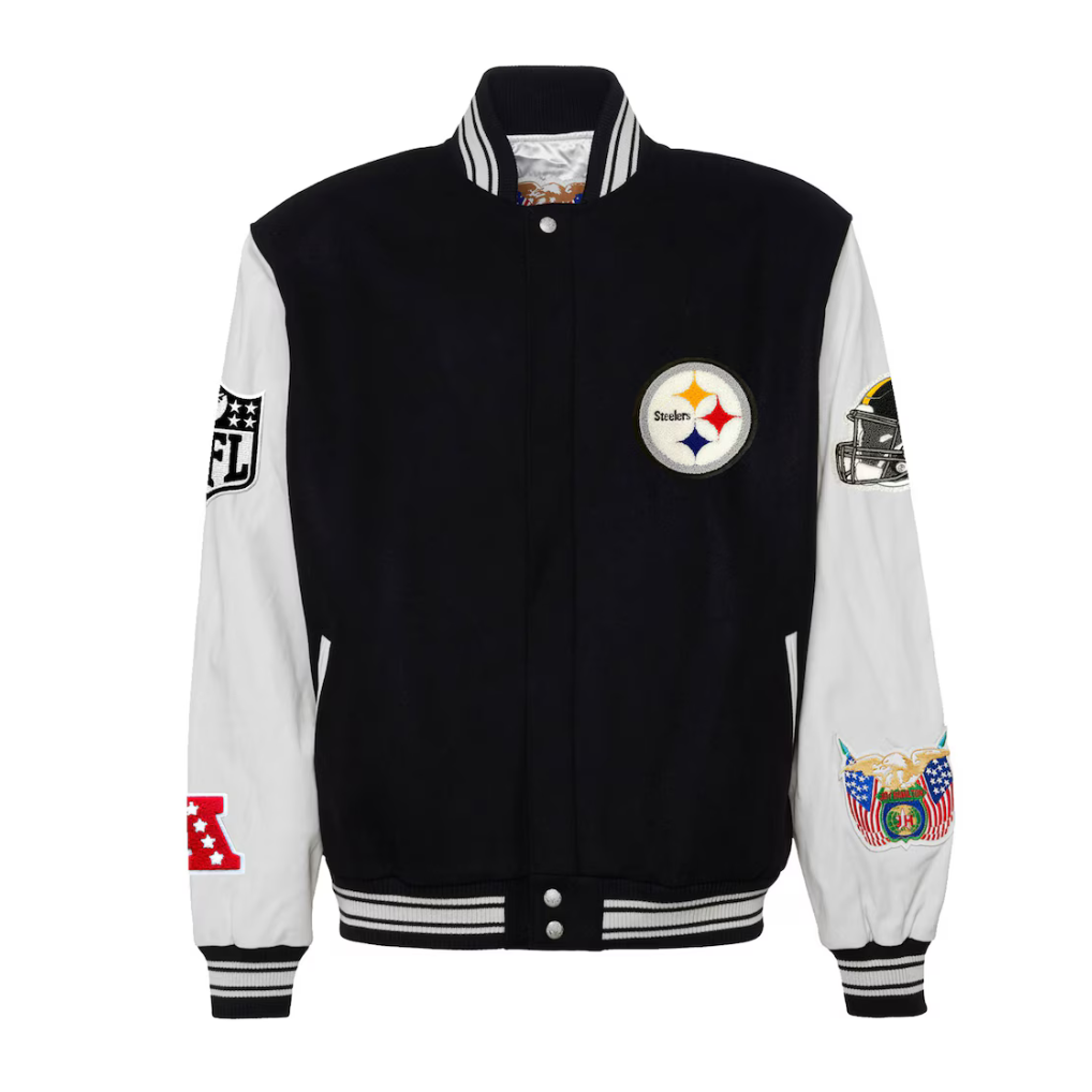 Chamarra Jeff Hamilton NFL Wool & Leather Sleeves Steelers
