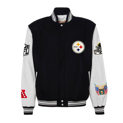 Chamarra Jeff Hamilton NFL Wool & Leather Sleeves Steelers