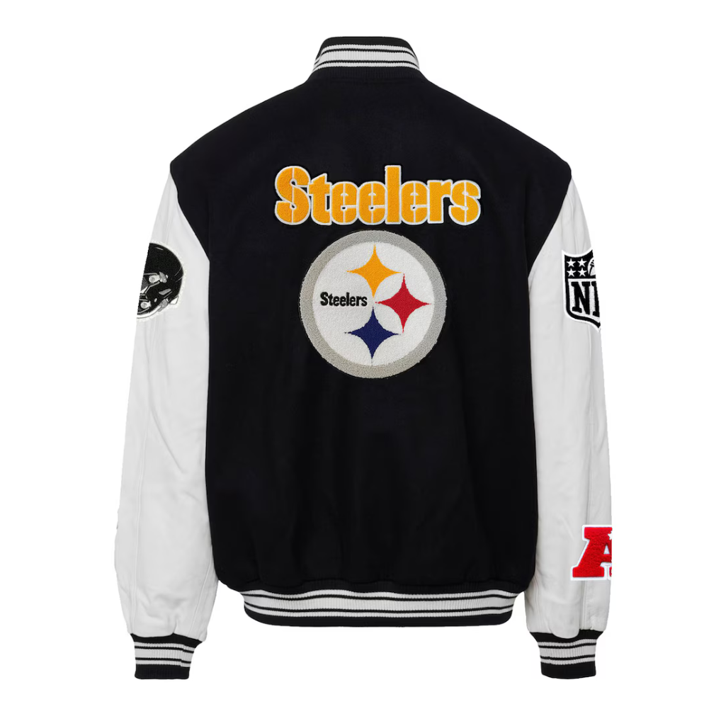 Chamarra Jeff Hamilton NFL Wool & Leather Sleeves Steelers