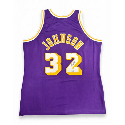 Jersey Mitchell & Ness NBA Autografiado por Magic Johnson #32 Lakers