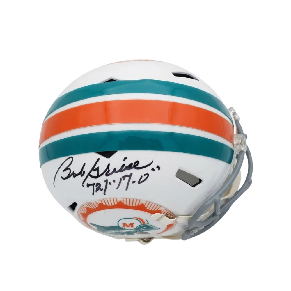 Casco Riddell NFL Speed Réplica Throwback 1972 Autografiado Por Bob Griese Dolphins