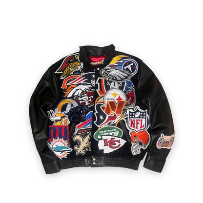 Chamarra Jeff Hamilton NFL Full Leather Super Bowl Collage