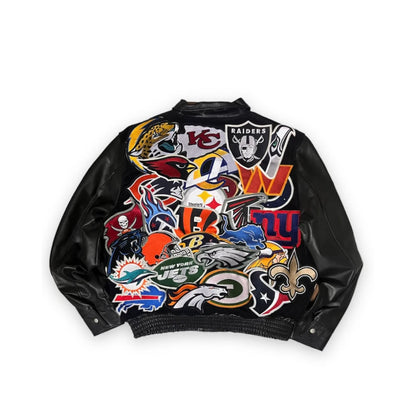 Chamarra Jeff Hamilton NFL Full Leather Super Bowl Collage