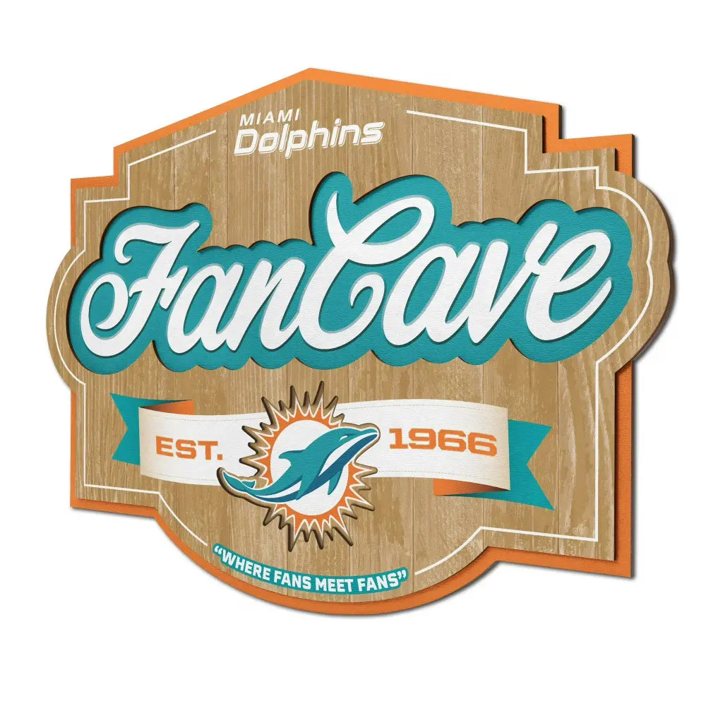 Cuadro YouTheFan NFL Fan Cave Sign 3D Dolphins