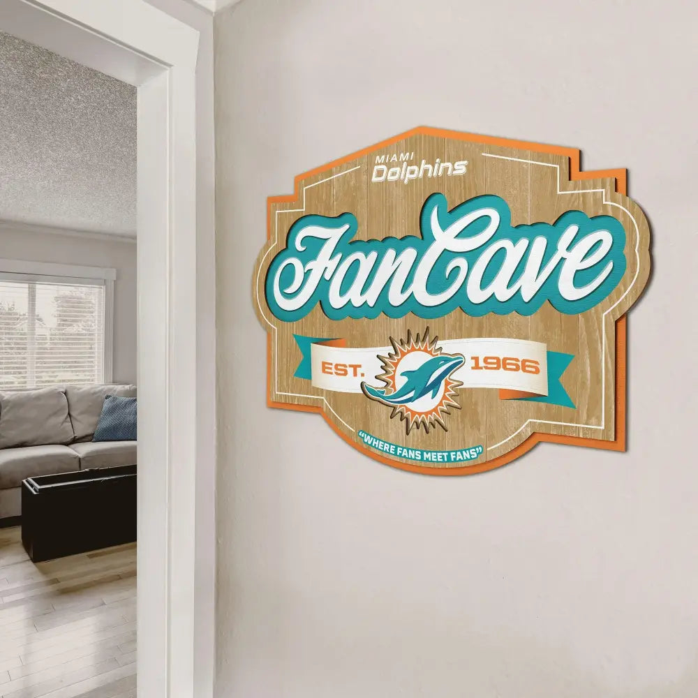 Cuadro YouTheFan NFL Fan Cave Sign 3D Dolphins