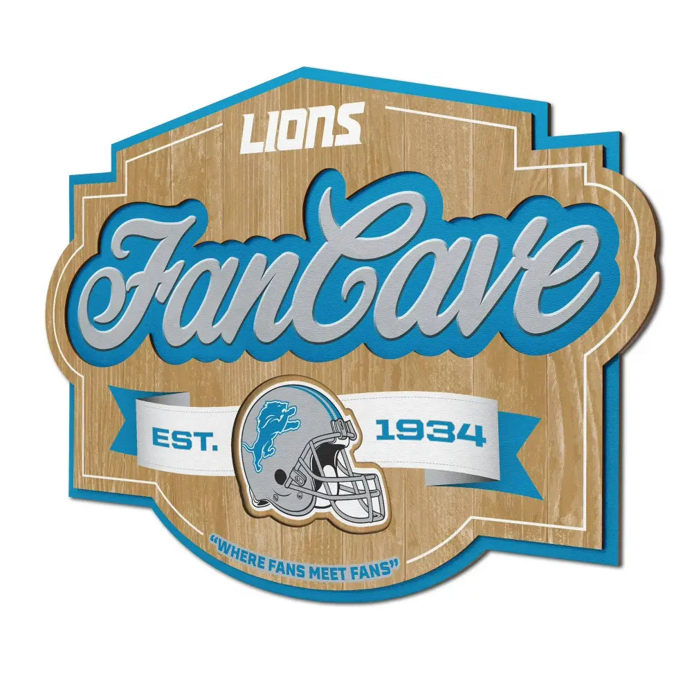 Cuadro YouTheFan NFL Fan Cave Sign 3D Lions
