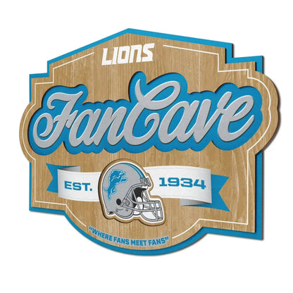 Cuadro YouTheFan NFL Fan Cave Sign 3D Lions