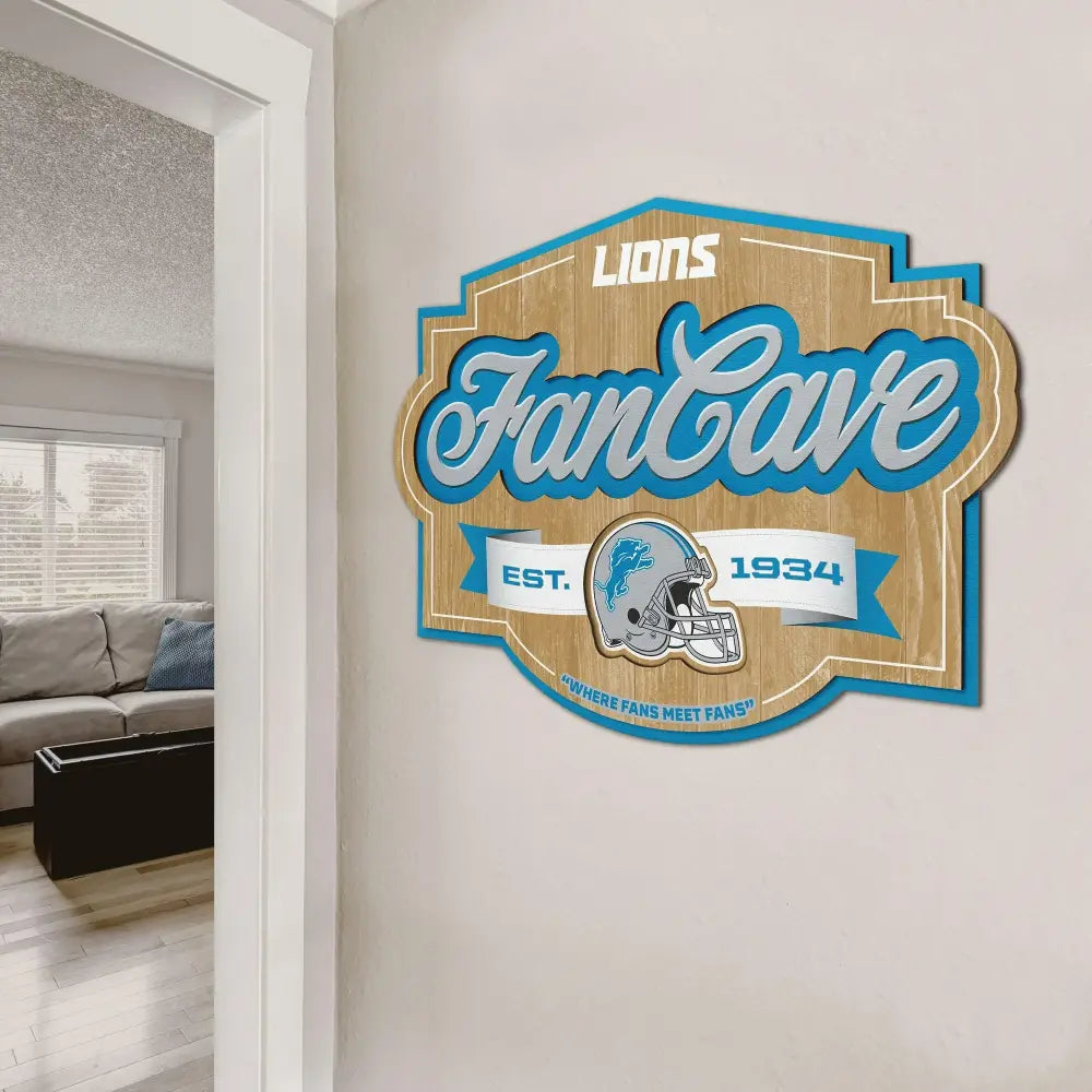 Cuadro YouTheFan NFL Fan Cave Sign 3D Lions