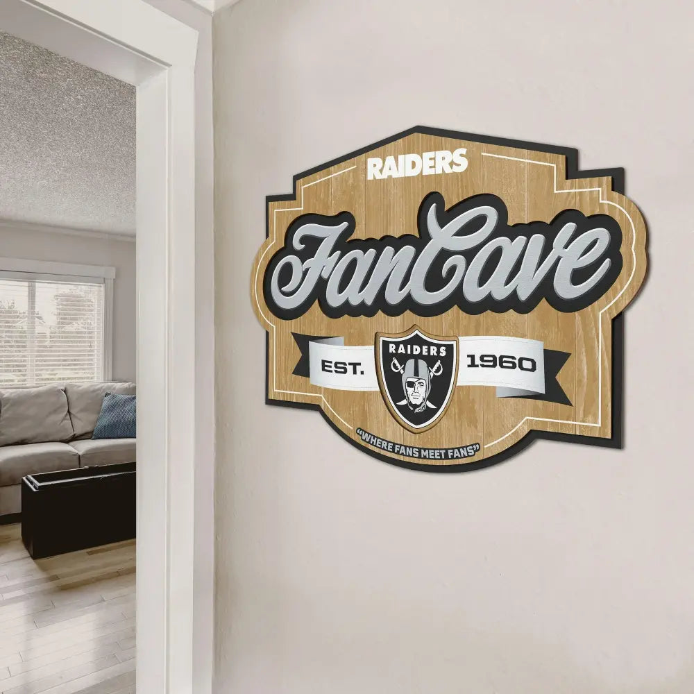 Cuadro YouTheFan NFL Fan Cave Sign 3D Raiders