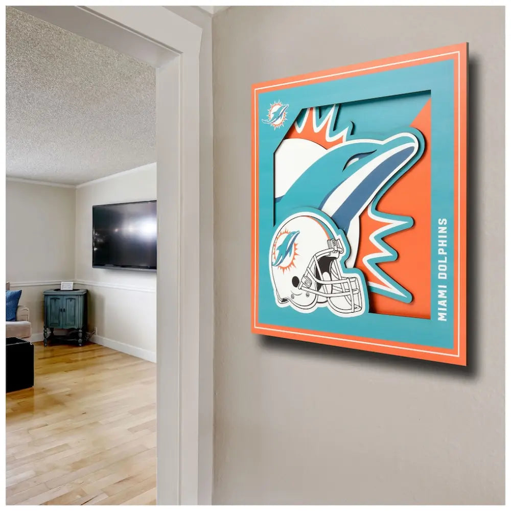 Cuadro YouTheFan NFL Logo Wall Art 3D Dolphins