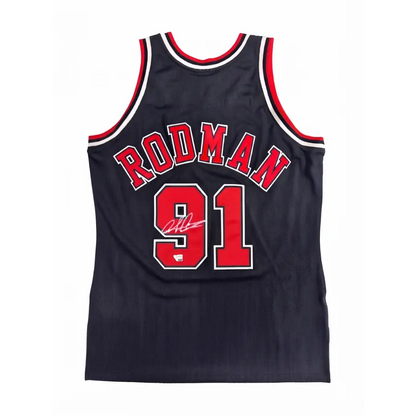 Jersey Mitchell & Ness NBA Autografiado por Dennis Rodman #91 1996-1997 Bulls