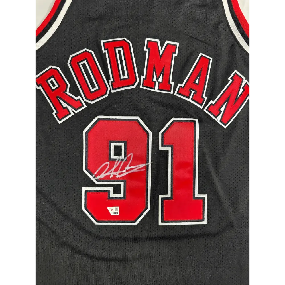 Jersey Mitchell & Ness NBA Autografiado por Dennis Rodman #91 1996-1997 Bulls