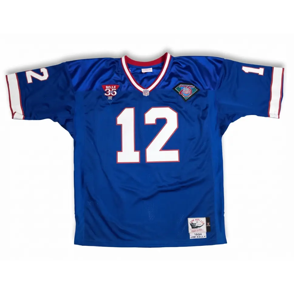 Jersey Mitchell & Ness NFL Autografiado por Jim Kelly #12 Bills