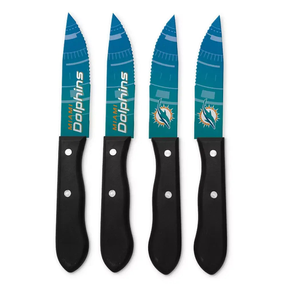 Juego Cuchillos NFL Set 4 Piezas Dolphins