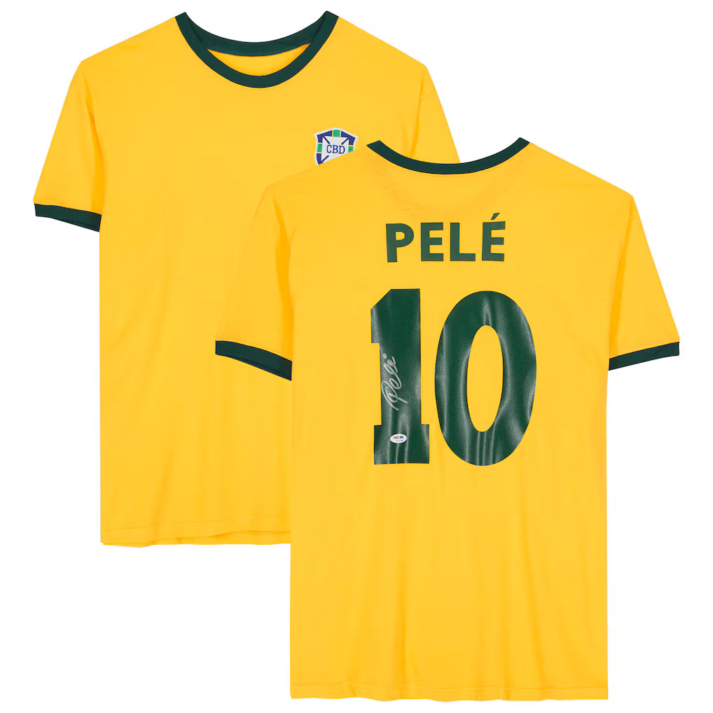 Jersey Amarilla Autografiada de la Selección de Brasil por Pelé
